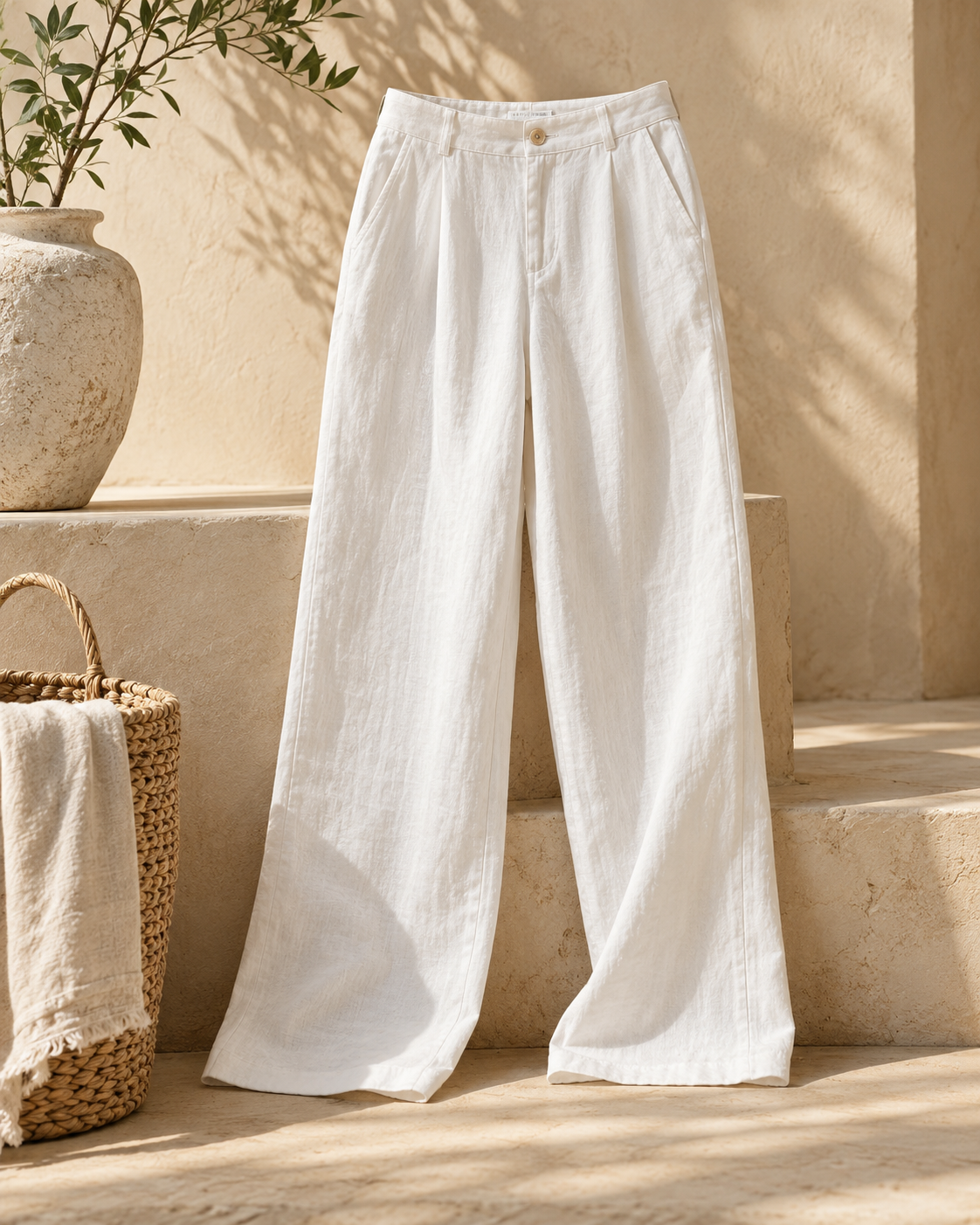 Editorial illustration for Linen & Stitch journal: Linen Pants in Singapore: What Actually Matters